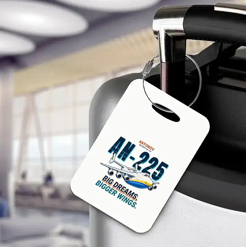 Antonov An-225 Mriya - Cartoon - Luggage Tag - White