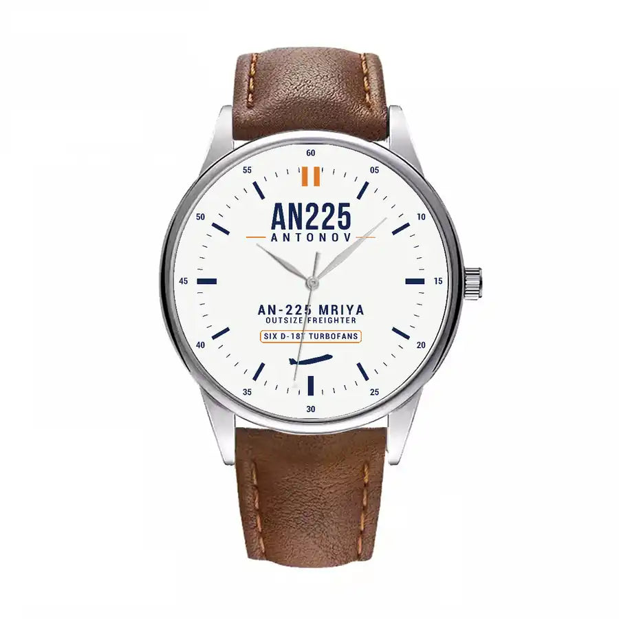 Antonov An-225 Mriya - Classic - White - Leather Strap - Brown Leather Strap