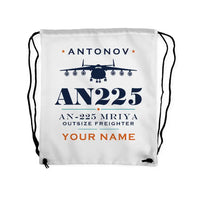 Thumbnail for Antonov An-225 Mriya - Drawstring Bag - Heritage + Name - White