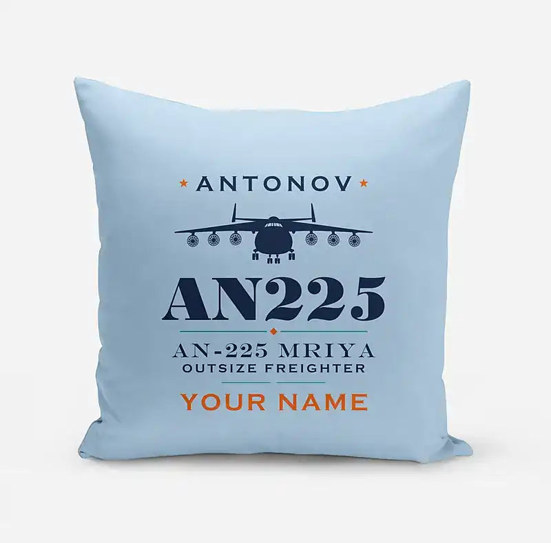 Antonov An-225 Mriya - Heritage + Name - Pillow - Light Blue
