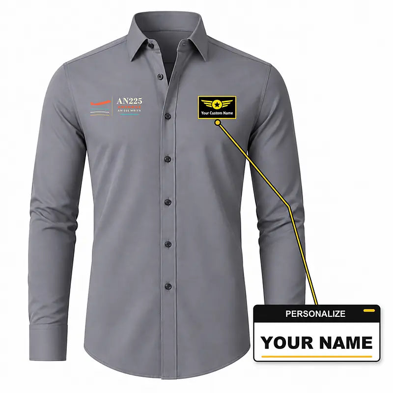 Antonov An-225 Mriya - Long Sleeve Shirt - Poster - Gray + NAME