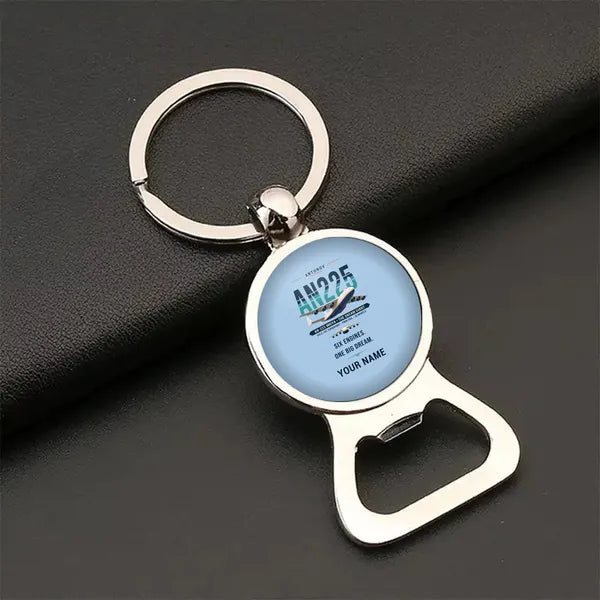 Antonov An-225 Mriya - Original + Name - Bottle Opener Key Chain - Light Blue