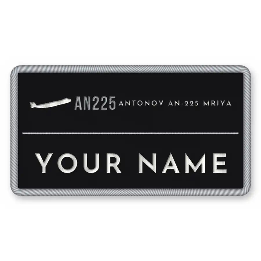 Antonov An-225 Mriya Patches - Rectangle + Name - Black Silver