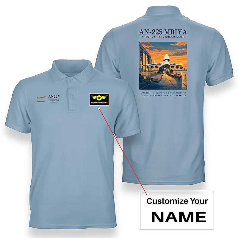 Antonov An-225 Mriya - Poster - Double-Side Polo - Light Blue + Name