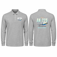 Thumbnail for Antonov An-225 Mriya Premium Polo T-Shirts - Cartoon - Long Sleeve - Gray