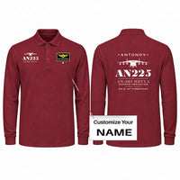 Thumbnail for Antonov An-225 Mriya Premium Polo T-Shirts - Heritage + Name - Long Sleeve - Dark Red