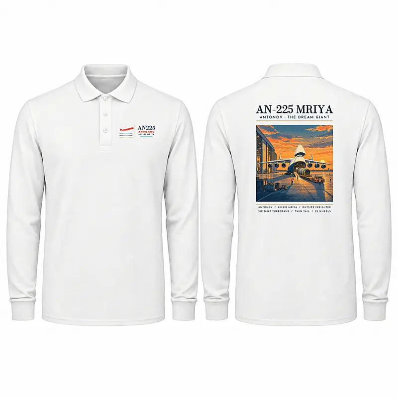Antonov An-225 Mriya Premium Polo T-Shirts - Poster - Long Sleeve - White