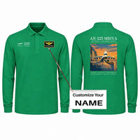 Thumbnail for Antonov An-225 Mriya Premium Polo T-Shirts - Poster + Name - Long Sleeve - Green