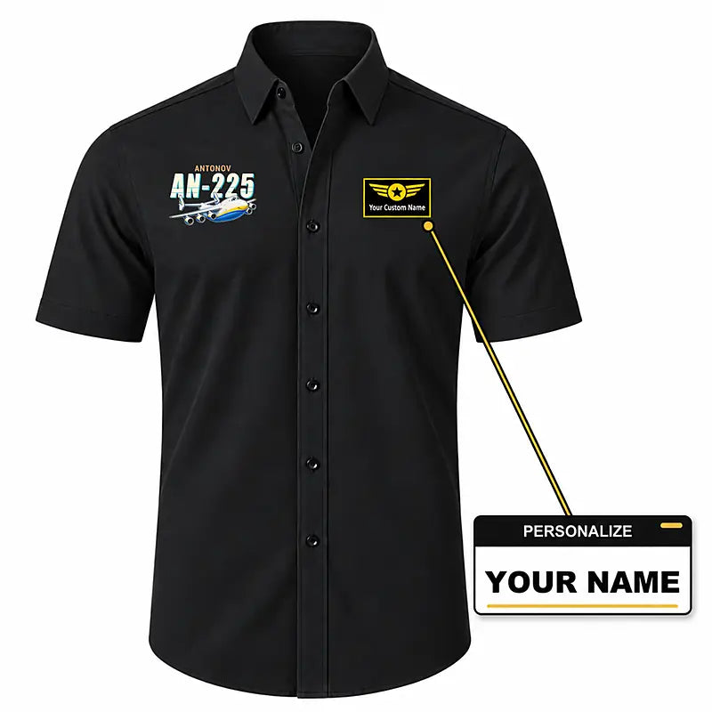 Antonov An-225 Mriya - Short Sleeve Shirt - Cartoon - Black + NAME