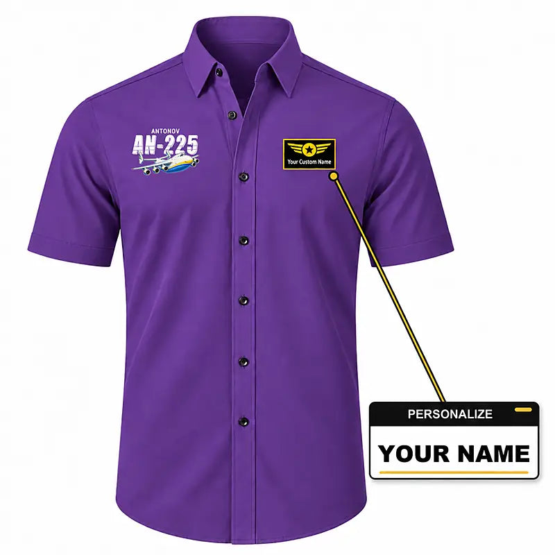 Antonov An-225 Mriya - Short Sleeve Shirt - Cartoon - Purple + NAME