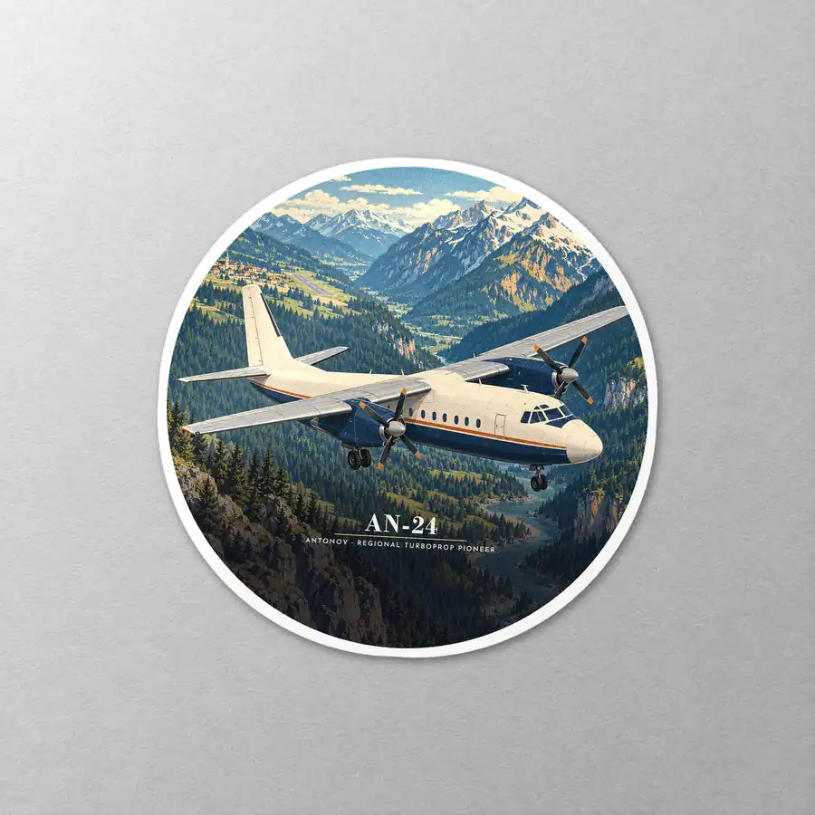 Antonov An-24 - 3D - Circle Sticker - Close-up