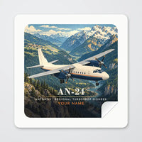 Thumbnail for Antonov An-24 - 3D + Name - Square Sticker - Peel