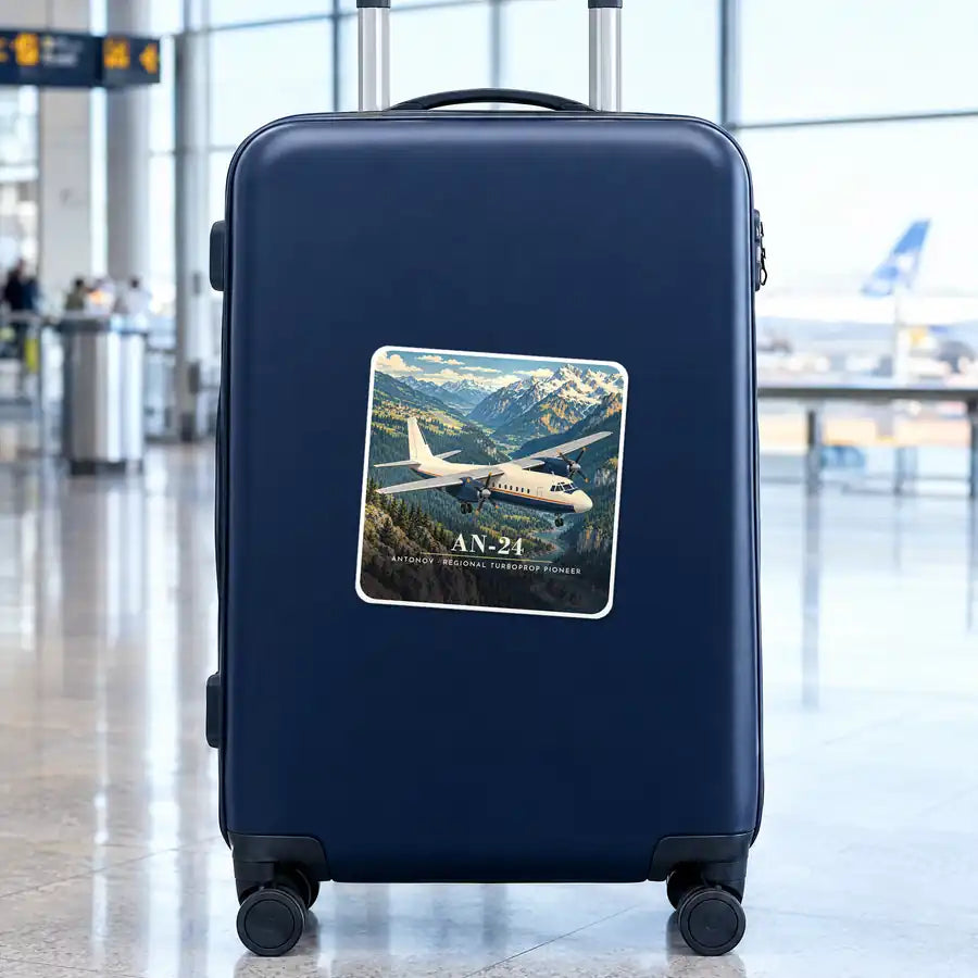 Antonov An-24 - 3D - Square Sticker - Suitcase