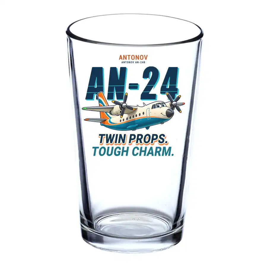 Antonov An-24 - Cartoon - Beer & Water Glass