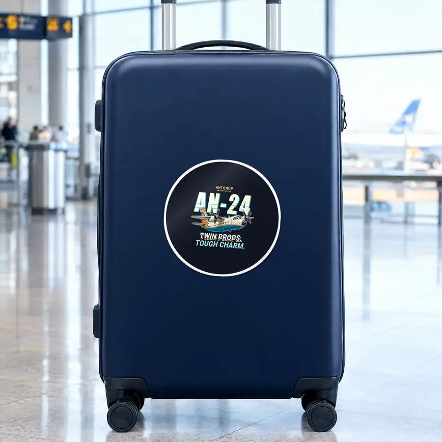 Antonov An-24 - Cartoon - Circle Sticker - Suitcase