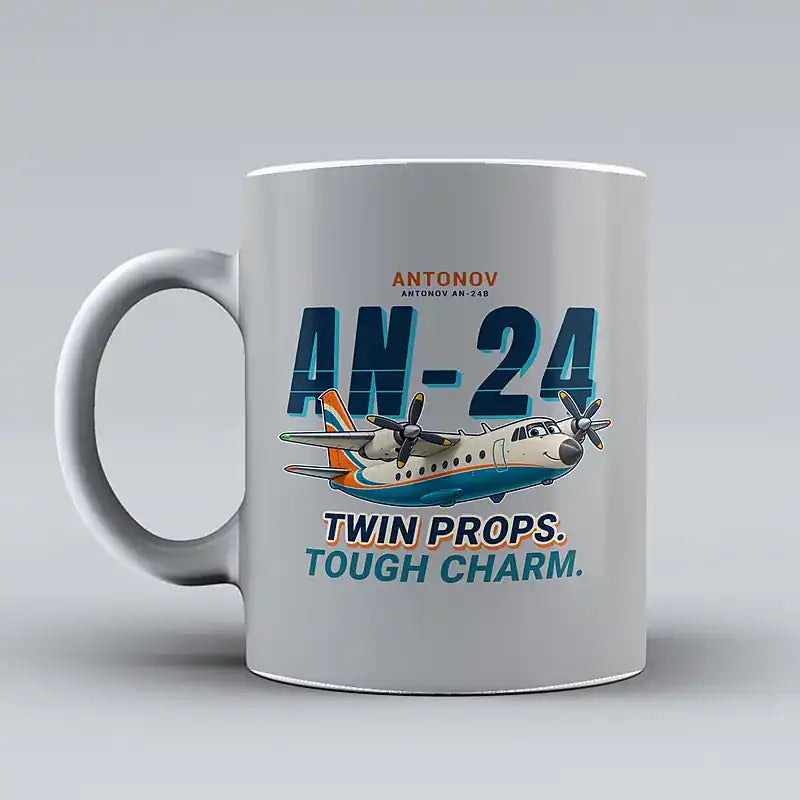 Antonov An-24 - Cartoon - Mug - Light Gray