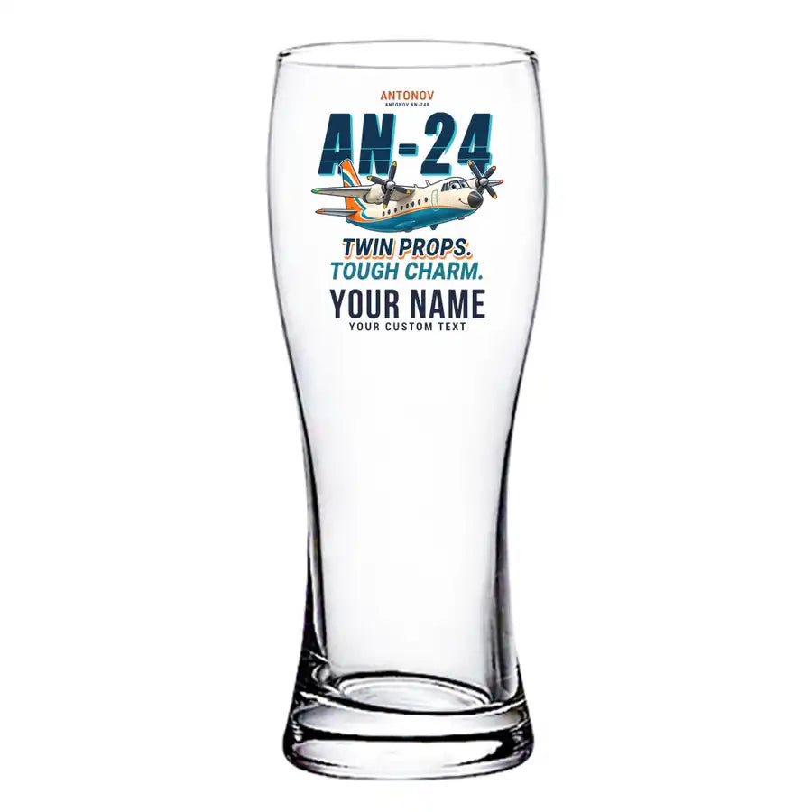 Antonov An-24 - Cartoon + Name - Pilsner Beer Glass