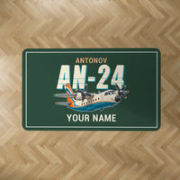 Thumbnail for Antonov An-24 - Cartoon + Name - Rectangle Carpet - Dark Green