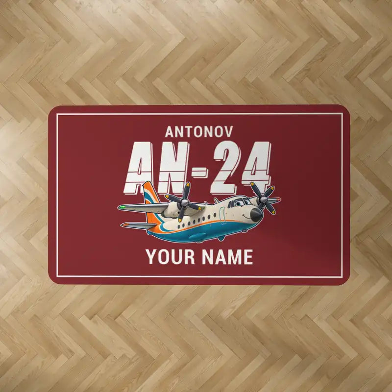 Antonov An-24 - Cartoon + Name - Rectangle Carpet - Dark Red
