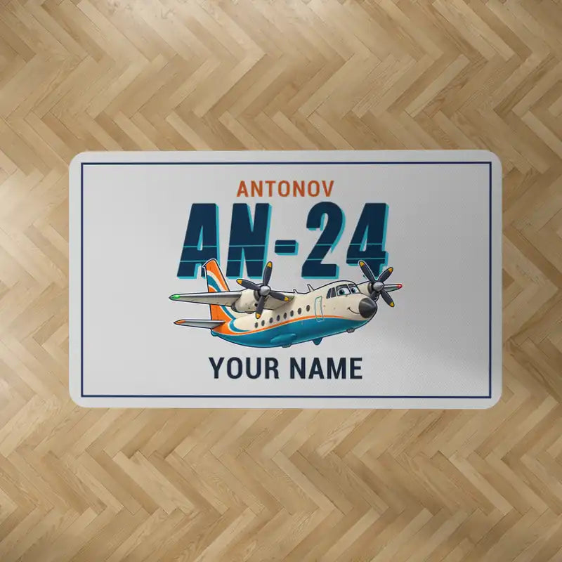 Antonov An-24 - Cartoon + Name - Rectangle Carpet - Light Gray