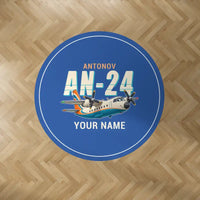 Thumbnail for Antonov An-24 - Cartoon + Name - Round Carpet - Blue