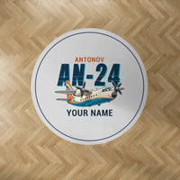 Thumbnail for Antonov An-24 - Cartoon + Name - Round Carpet - Light Gray