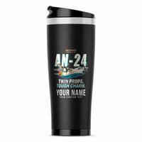 Thumbnail for Antonov An-24 - Cartoon + Name - Stainless Steel (No Holder) - Black