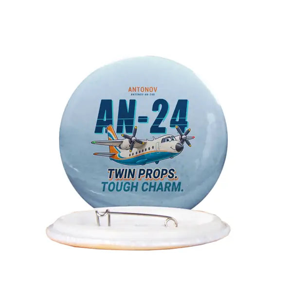 Antonov An-24 - Cartoon - Pin - Light Blue