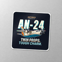 Thumbnail for Antonov An-24 - Cartoon - Square Sticker - Close-up