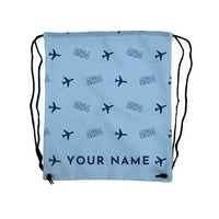 Thumbnail for Antonov An-24 - Drawstring Bag - 3D Pattern + Name - Light Blue
