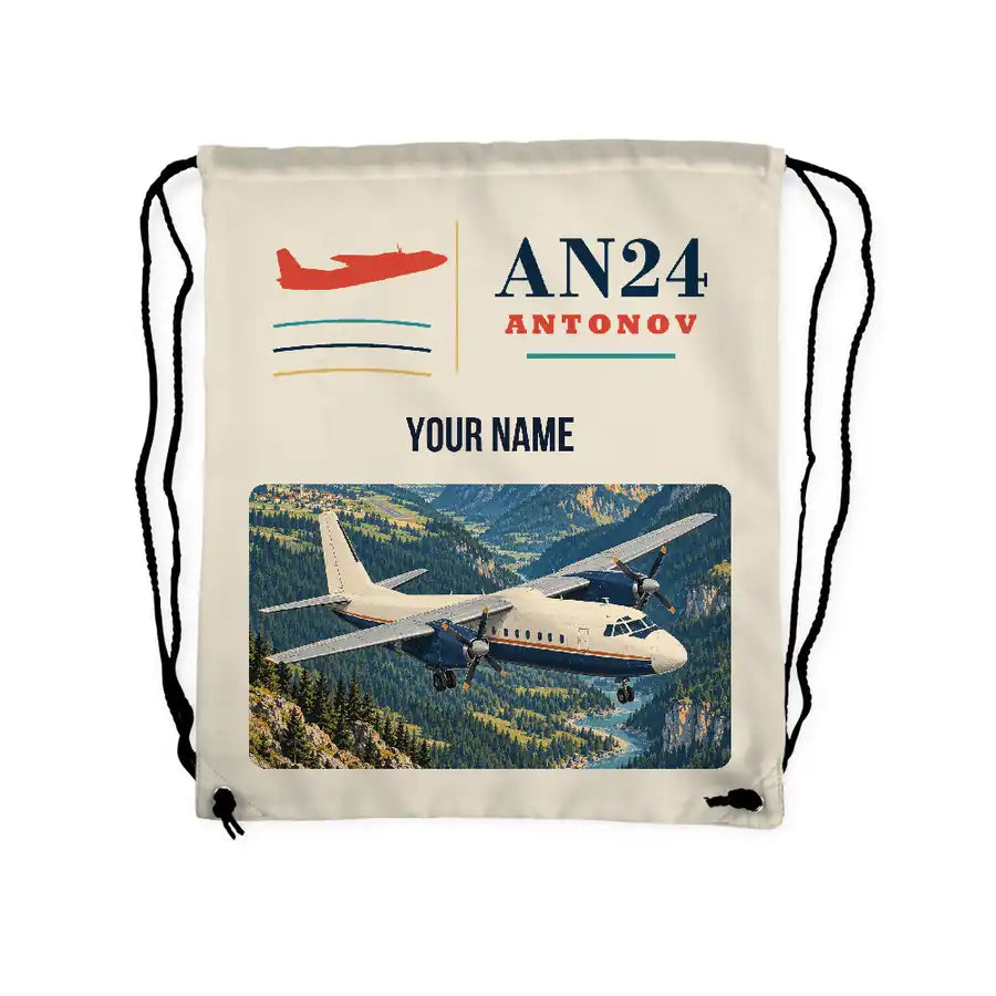 Antonov An-24 - Drawstring Bag - Classic + Name - Beige