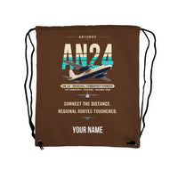 Thumbnail for Antonov An-24 - Drawstring Bag - Original + Name - Brown