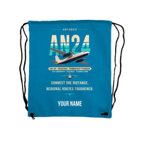 Thumbnail for Antonov An-24 - Drawstring Bag - Original + Name - Light Blue