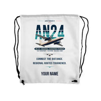 Thumbnail for Antonov An-24 - Drawstring Bag - Original + Name - White