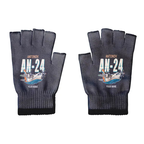 Antonov An-24 - Gloves - Cut - Cartoon + Name - Black