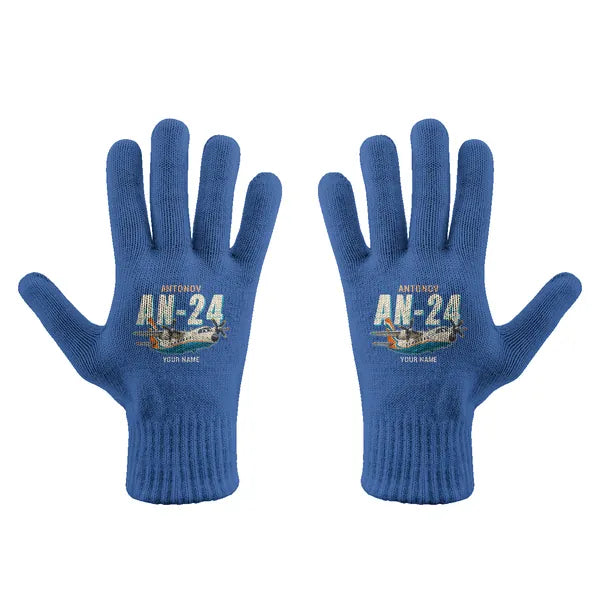 Antonov An-24 - Gloves - Full - Cartoon + Name - Blue