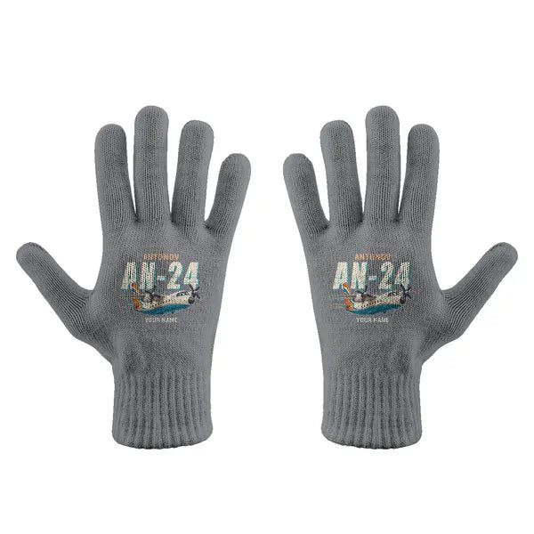 Antonov An-24 - Gloves - Full - Cartoon + Name - Gray