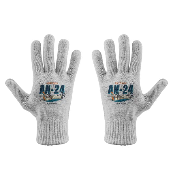Antonov An-24 - Gloves - Full - Cartoon + Name - Light Gray