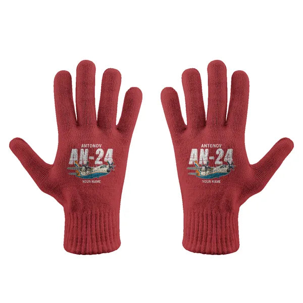 Antonov An-24 - Gloves - Full - Cartoon + Name - Red