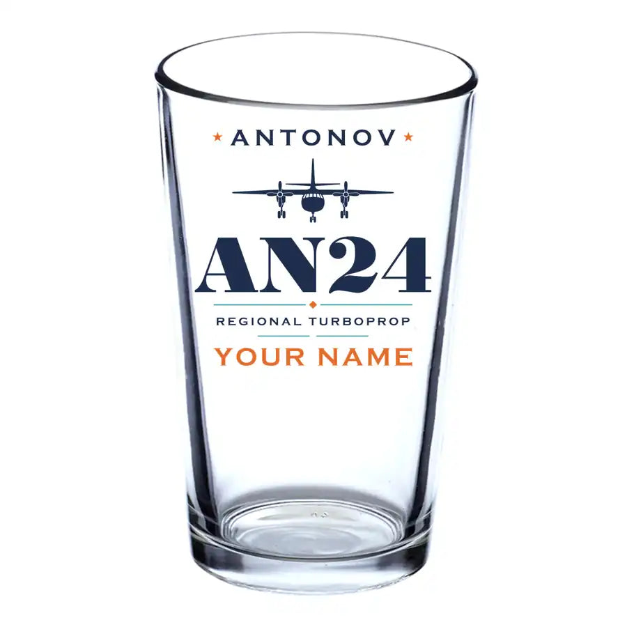 Antonov An-24 - Heritage + Name - Beer & Water Glass