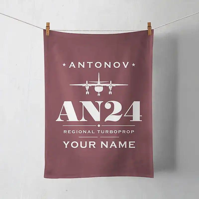 Antonov An-24 - Heritage + Name - Towel - Dark Red