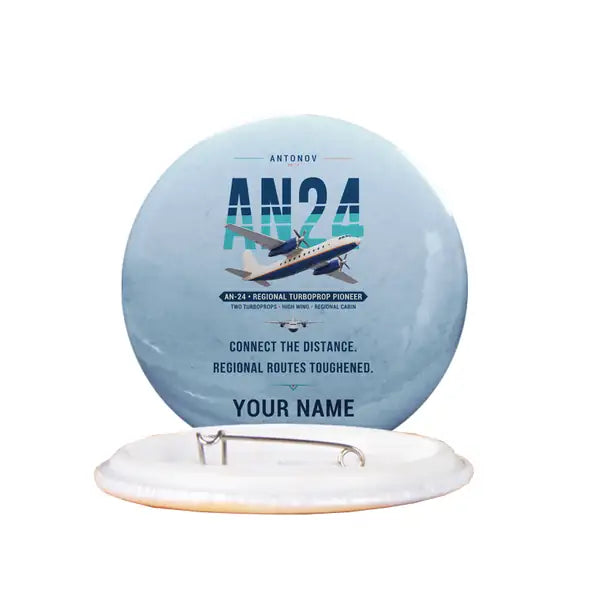 Antonov An-24 - Original + Name - Pin - Light Blue