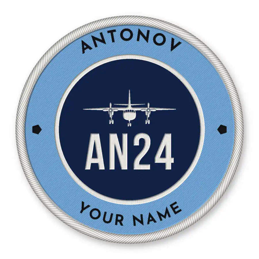Antonov An-24 Patches - Circle + Name - Sky Navy