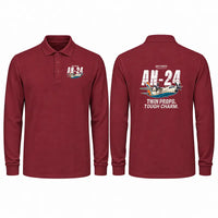 Thumbnail for Antonov An-24 Premium Polo T-Shirts - Cartoon - Long Sleeve - Dark Red