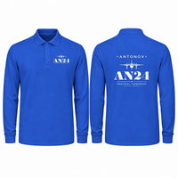 Thumbnail for Antonov An-24 Premium Polo T-Shirts - Heritage - Long Sleeve - Blue