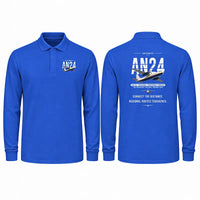 Thumbnail for Antonov An-24 Premium Polo T-Shirts - Original - Long Sleeve - Blue