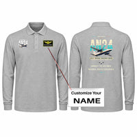 Thumbnail for Antonov An-24 Premium Polo T-Shirts - Original + Name - Long Sleeve - Gray
