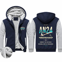 Thumbnail for Antonov An-24 Zipped Sweatshirts - Original - Navy & Gray