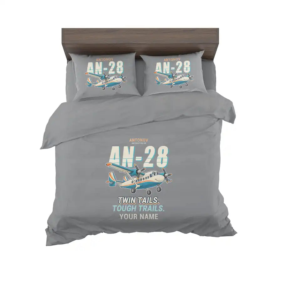 Antonov An-28 - Cartoon + Name - Bedding Set - Gray