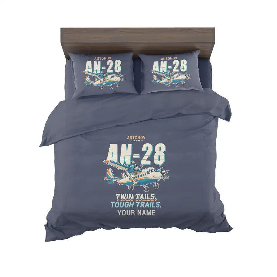 Antonov An-28 - Cartoon + Name - Bedding Set - Navy Blue